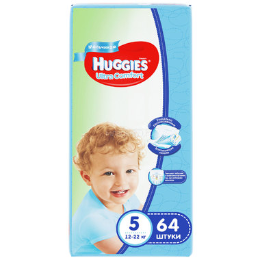 Подгузники Huggies Ultra Comfort Giga Pack для мальчиков 12-22 кг (64 шт) Размер 5 0
