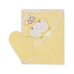 Полотенце-уголок Осьминожка Бегемот с вышивкой махровое Желтое