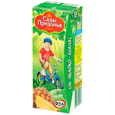 Сок Сады Придонья 200 мл (тетрапак) Яблоко с ананасом (с 6 мес) 0