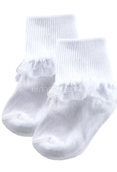 Носочки Luvable Friends "С кружевом" для девочки, 2 пары, цвет белый  0