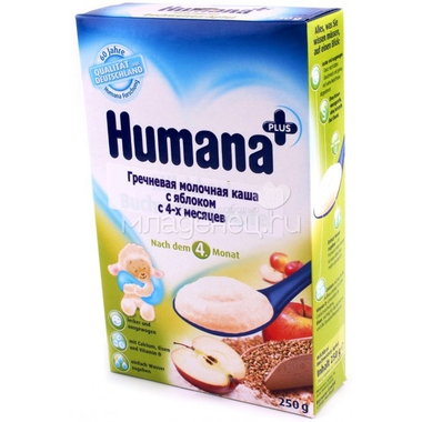 Каша Humana молочная 250 гр Гречневая с яблоком (с 4 мес) 0