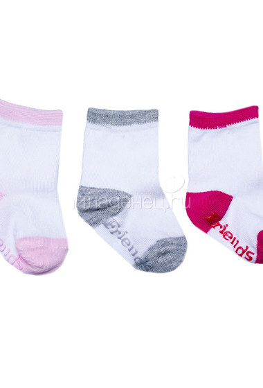 Носочки Luvable Friends "Non-Skid", 3 пары, (нескользящие), цвет розовый  0