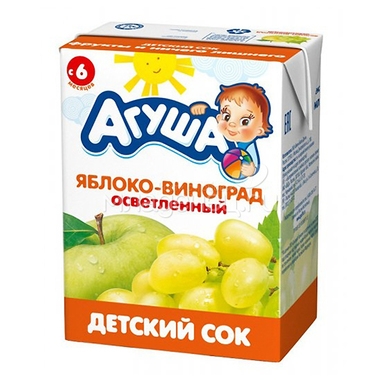 Сок Агуша 200 мл (тетрапак) Яблоко виноград (с 6 мес) 0