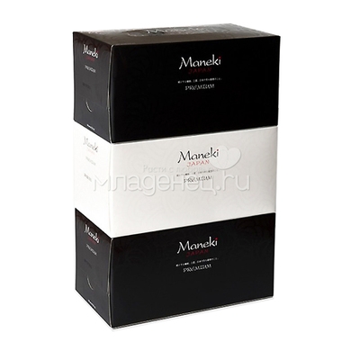 Салфетки бумажные Maneki Black & White 2 слоя иланг-иланг белые (224 шт в коробке) 0