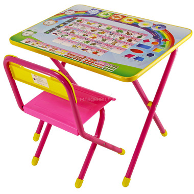 Набор мебели стол и стул Дэми №1 Розовый Алфавит 0