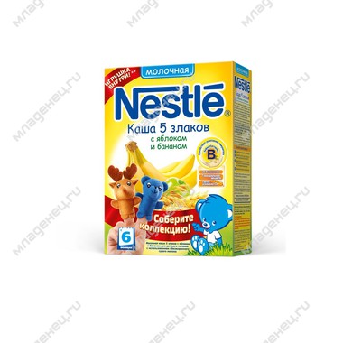 Каша Nestle молочная 250 гр 5 злаков с яблоком и бананом (с 6 мес) 0