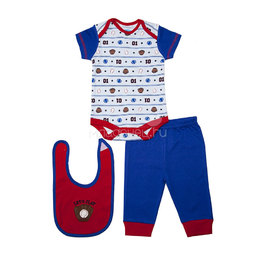 Комплект Bon Bebe Бон Бебе для мальчика: боди короткий,штанишки,нагрудник, цвет красный 