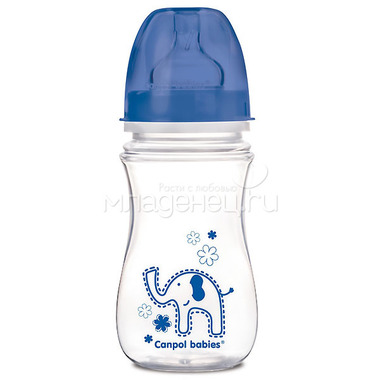 Бутылочка Canpol Babies с широким горлышком 240 мл (с 3 мес) синяя 0