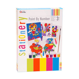 Набор для разукрашивания Stationery По цифрам 6 красок, 5 раскрасок и инструменты с 3 лет.