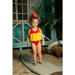 Купальный костюм для девочки Baby Swimmer Уточка красный рост 98