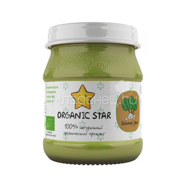 Пюре Organic Star овощное 100 гр Шпинат с рисом (с 6 мес) 0