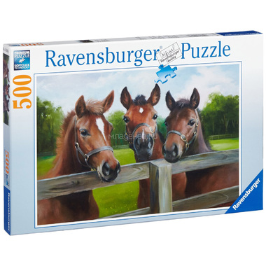 Пазл Ravensburger 500 элементов Три лошади 1