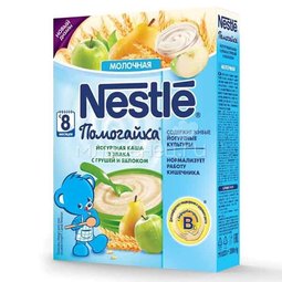 Каша Nestle Помогайка молочная йогуртная 200 гр 3 злака с грушей и яблоком (с 8 мес)