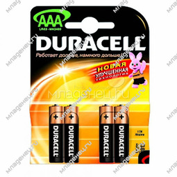 Батарейки Duracell 4 шт. ААА (мизинчиковые)