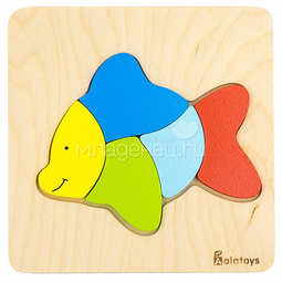 Игрушка Alatoys деревянная Рамка-вкладыш Рыбка 6 деталей
