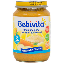 Пюре Bebivita овощи с мясом 190 гр С нежной телятиной (с 8 мес)