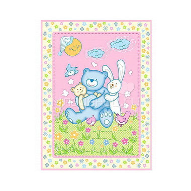 Одеяло Baby Nice байковое 100% хлопок 100х118 Мишка на лужайке (голубой, розовый, бежевый) 2