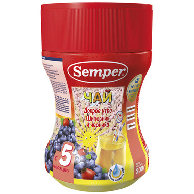 Чай детский Semper 200 гр Доброе утро шиповник черника (с 5 мес) 0