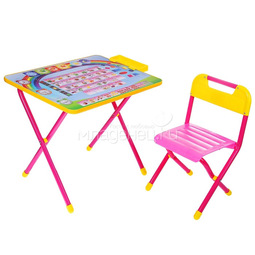 Набор мебели стол и стул Дэми №1 Розовый Алфавит