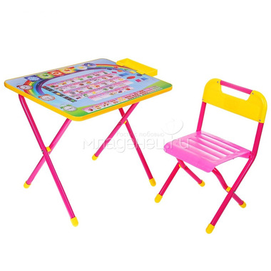 Набор мебели стол и стул Дэми №1 Розовый Алфавит 1