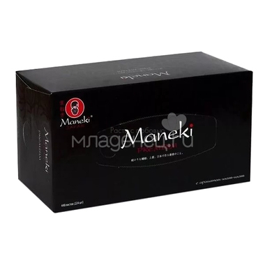 Салфетки бумажные Maneki Black & White 2 слоя иланг-иланг белые (224 шт в коробке) 1