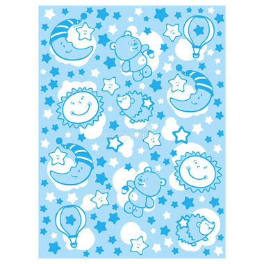 Одеяло Споки Ноки байковое 100% хлопок жаккард 85х115 Звездная ночь (голубой, розовый, бежевый) 10