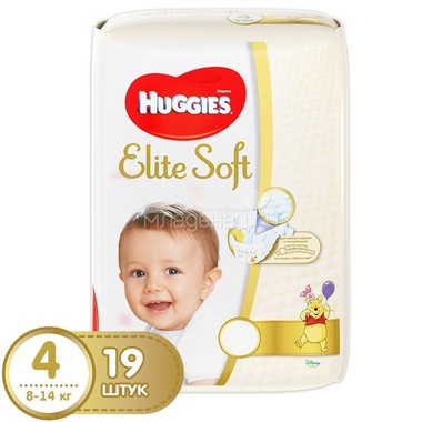 Подгузники Huggies Elite Soft Conv Pack 8-14 кг (19 шт) Размер 4 0