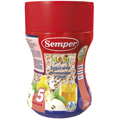 Чай детский Semper 200 гр Добрый вечер мята лимонная груша (с 5 мес) 0