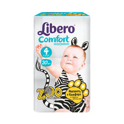 Подгузники Libero Comfort Zoo Collection Size 4 (7-14кг) 20 шт