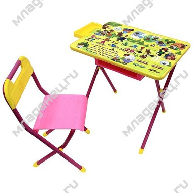 Набор мебели стол и стул Дэми №2 Розовый Медведи 0