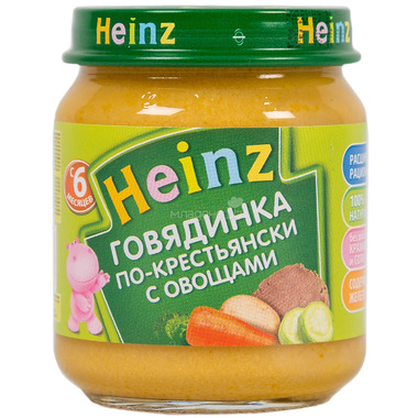 Пюре Heinz мясное с овощами 120 гр Говядина по-крестьянски (с 6 мес) 0