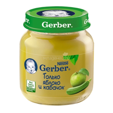 Пюре Gerber овощное 130 гр Яблоко и кабачок (1 ступень) 0