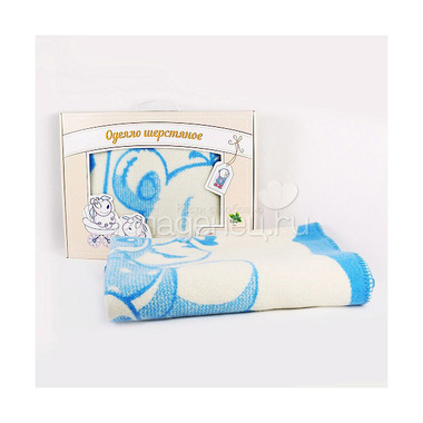 Одеяло Baby Nice шерстяное 100х140 в коробке Мишка на лужайке (голубой) 2