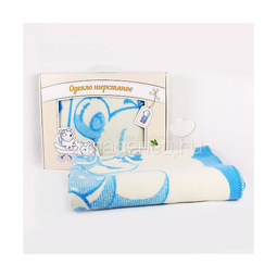 Одеяло Baby Nice шерстяное 100х140 в коробке Мишка на лужайке (голубой)