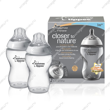 Бутылочки Tommee tippee Closer to nature 340 мл 2 шт (с 3 мес) 0