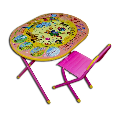 Набор мебели стол и стул Дэми Овал Розовый Цирк 0