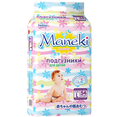 Подгузники Maneki Fantasy 9-14 кг (54 шт) Размер L 1