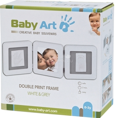 Рамочка Baby Art Double Print Frame (тройная) Белая (подложка серая) 2