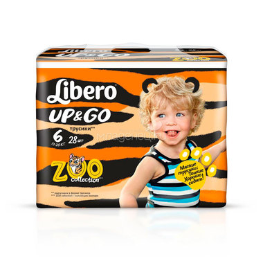 Трусики Libero Up&Go Zoo Collection Size 6 (13-20кг) 28 шт 0