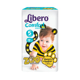 Подгузники Libero Comfort Zoo Collection Size 5 (10-16кг) 18 шт