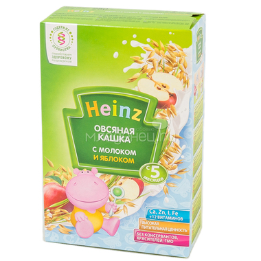 Каша Heinz молочная 250 гр Овсяная с яблоком (с 5 мес) 0
