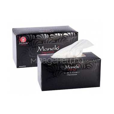 Салфетки бумажные Maneki Black & White 2 слоя иланг-иланг белые (224 шт в коробке) 3