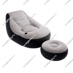 Надувная мебель Intex Кресло с пуфиком серое