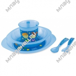 Набор посуды Canpol Babies Девочка и мальчик тарелка миска чашка ложка вилка (с 12 мес)