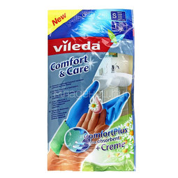 Перчатки Vileda Comfort с кремом для чувствительной кожи рук (размер S)