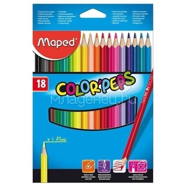 Карандаши цветные MAPED COLOR PEPS 18 цветов ударопрочный грифель 0