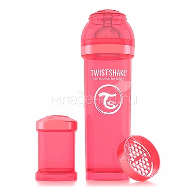 Бутылочка Twistshake 330 мл Антиколиковая (с 0 мес) персиковая 0
