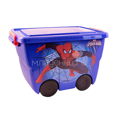 Ящик для игрушек Idea на колёсах Человек паук Синий 0
