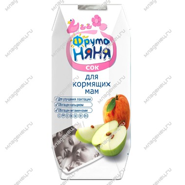 Сок для кормящих мам Фрутоняня яблоко - персик (330 мл) 0
