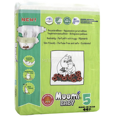 Подгузники Muumi Baby Maxi+ 10-16 кг (44 шт) Размер 5 0